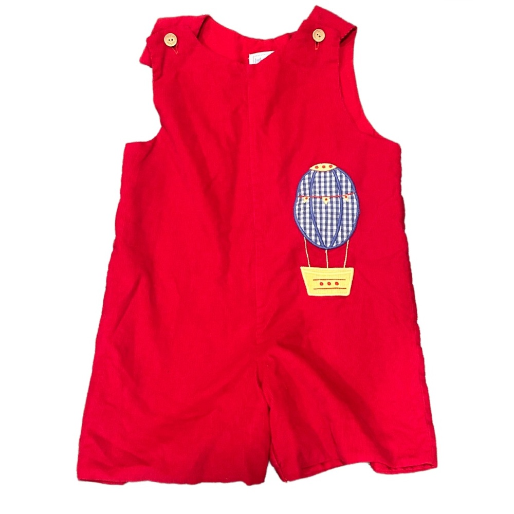 Little English Hot Air Balloon Button Tab John John Overalls | Size 4T | Red